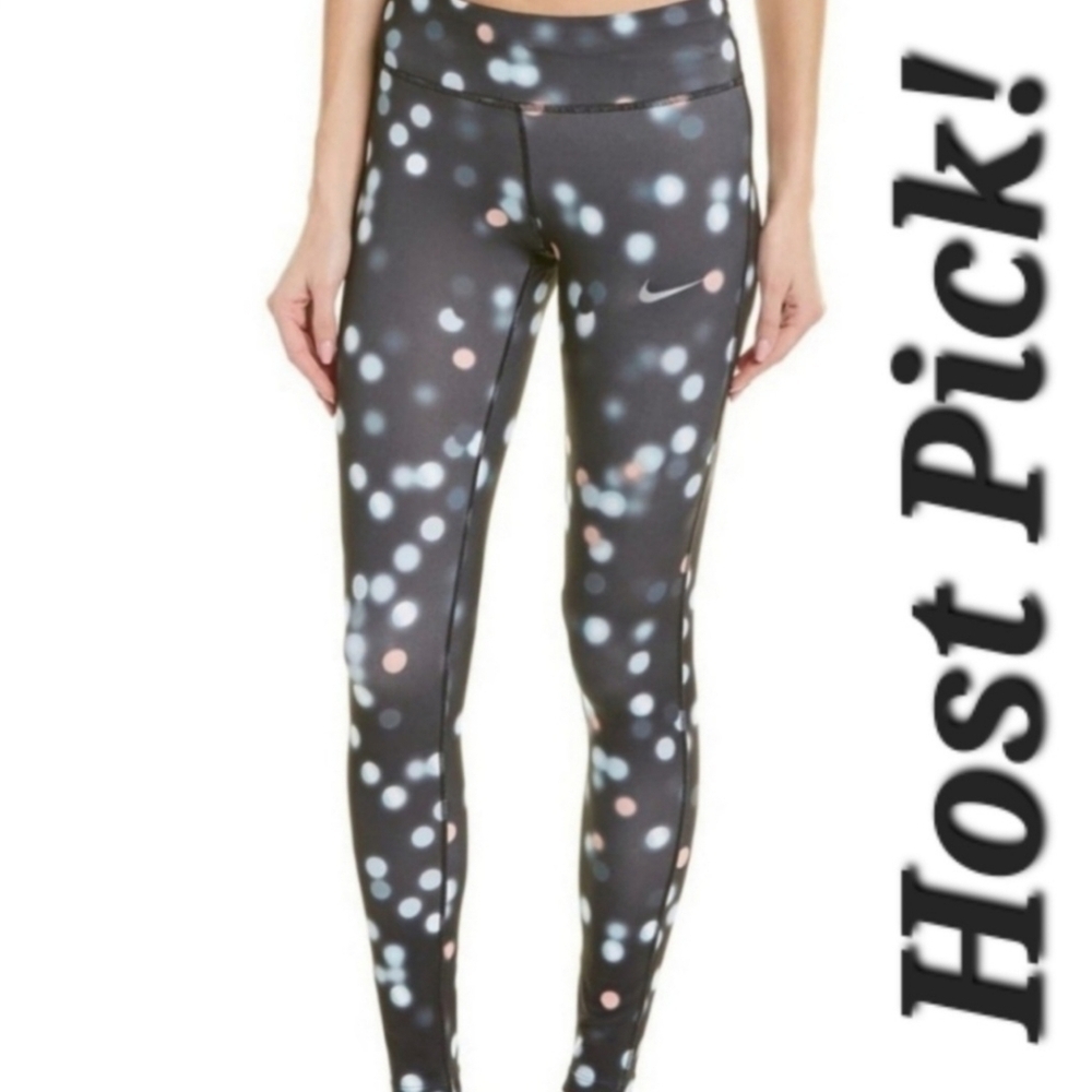 Nike Dri-Fit Black Polka Dot Lights Leggings Women's Small S Athletic Athleisure